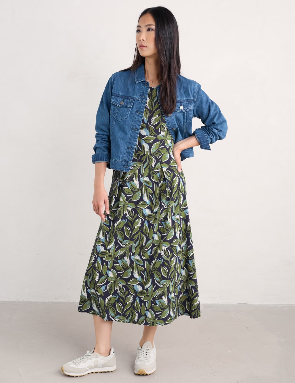 Cotton Rich Floral Slash Neck MidiDress 4 of 4