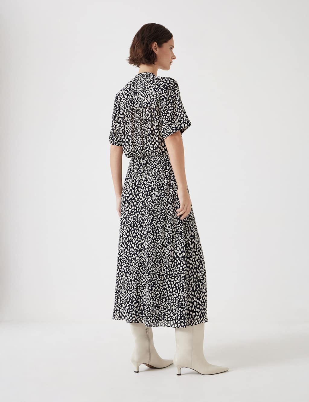 Leopard Print Button Front Midi Shirt Dress 3 of 5