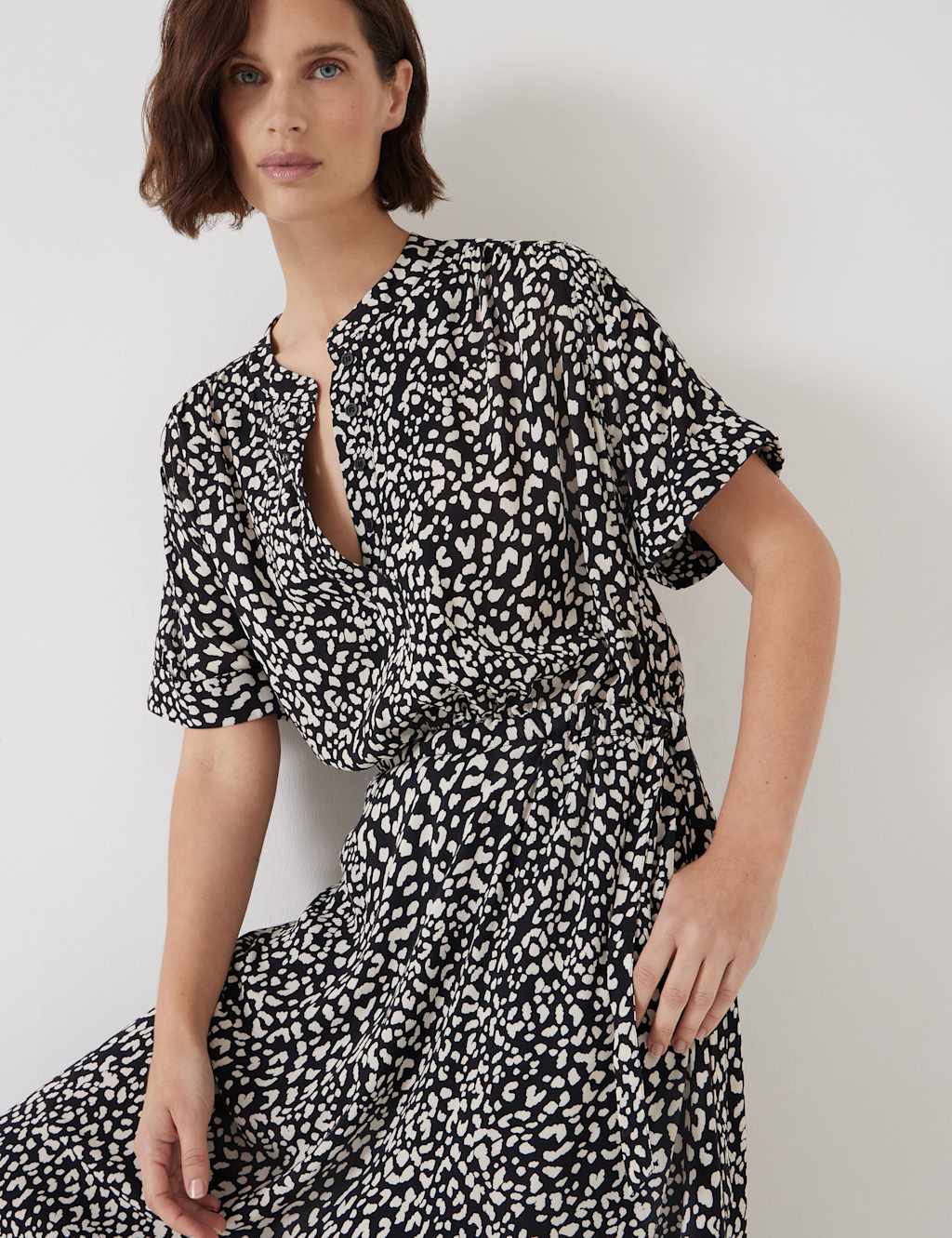 Leopard Print Button Front Midi Shirt Dress 5 of 5