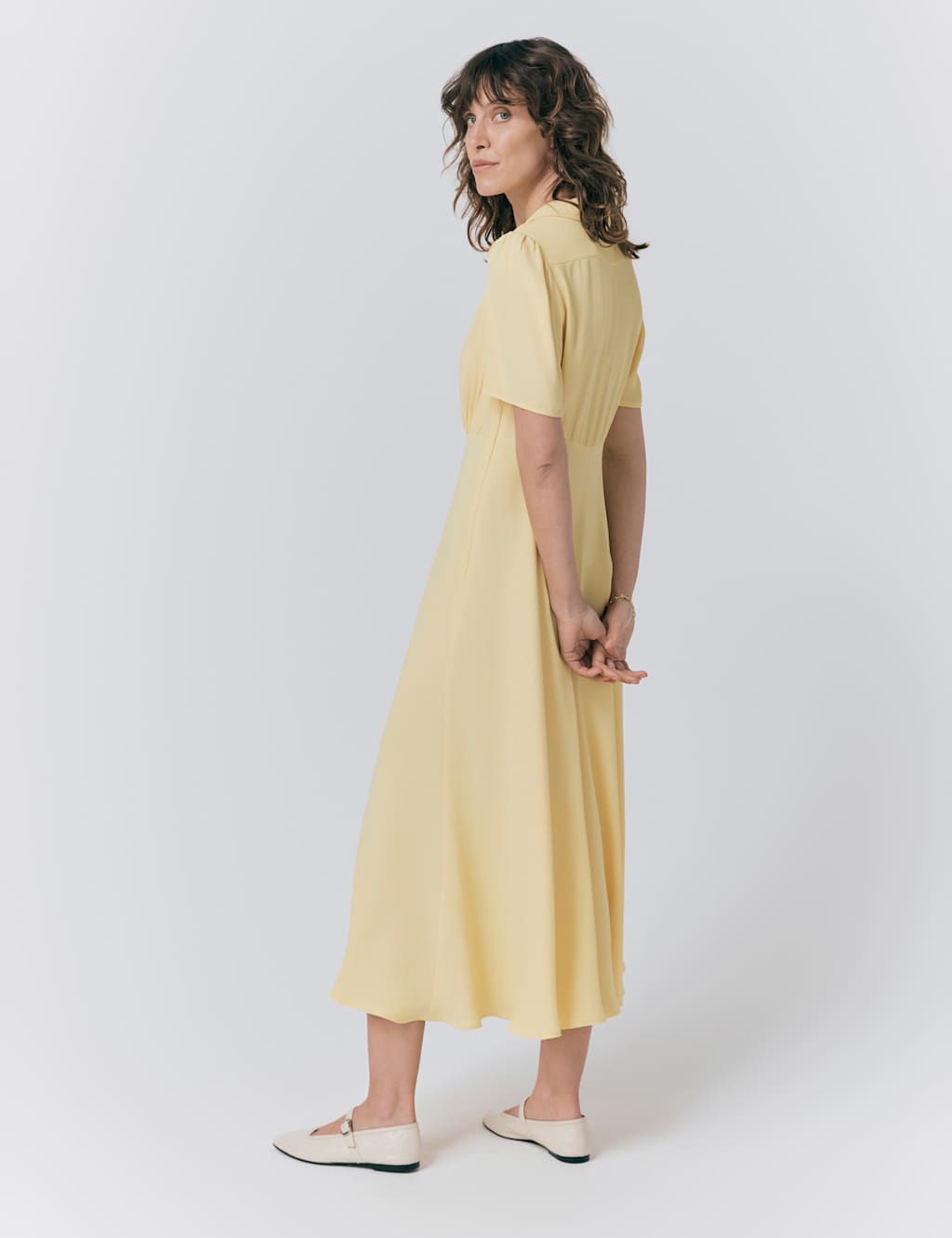 Crepe Button Detail Midi Shirt Dress 2 of 4