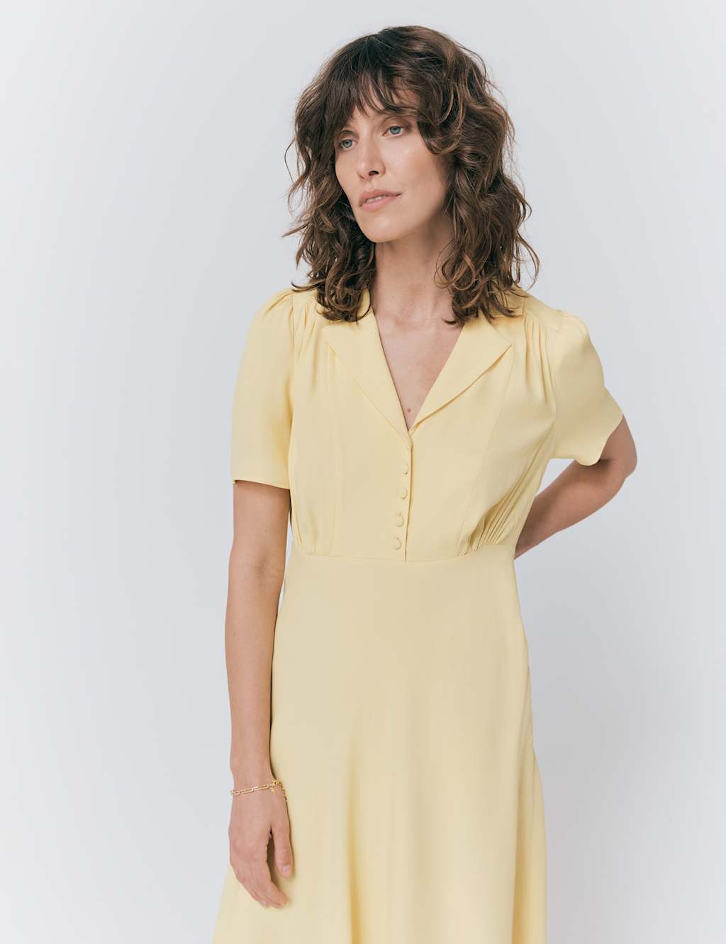 Crepe Button Detail Midi Shirt Dress 3 of 4