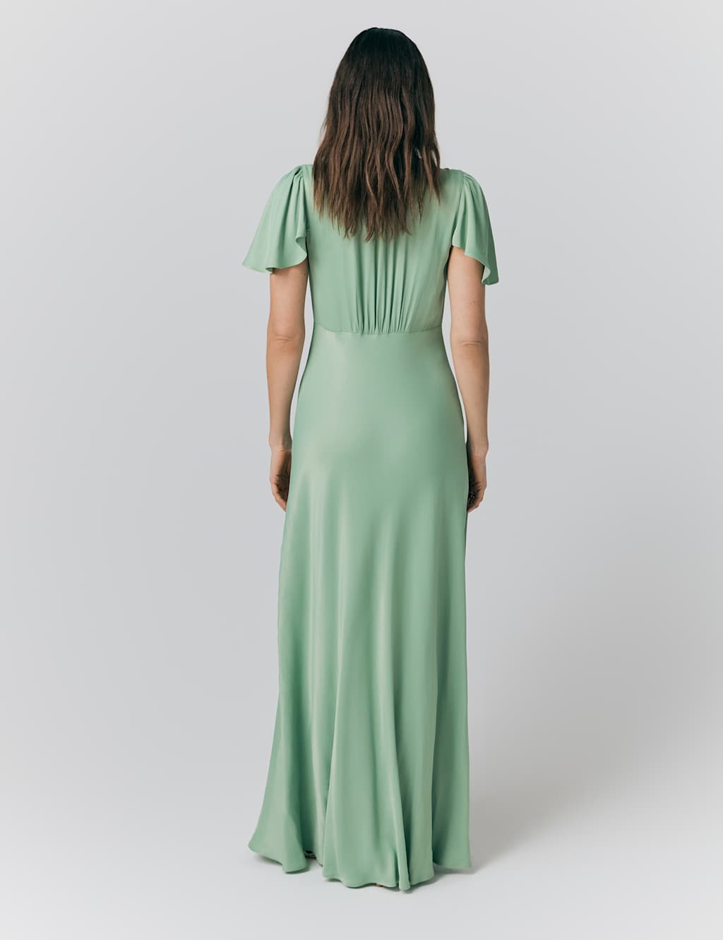 Satin V-Neck Maxi Skater Dress 2 of 4