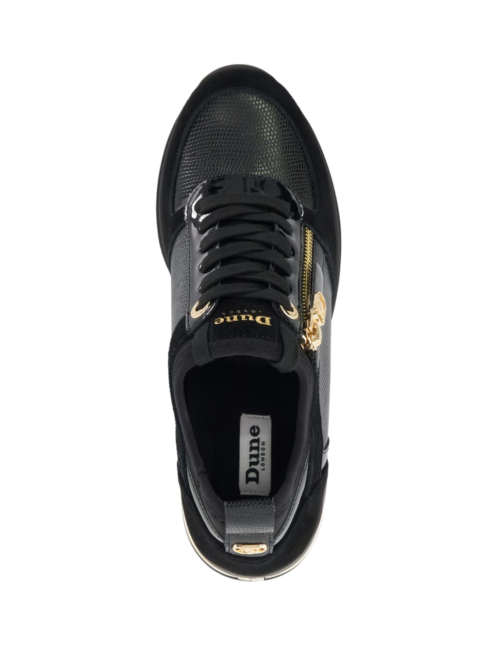 Leather Lace Up Suede Panel Wedge Trainers 3 of 4