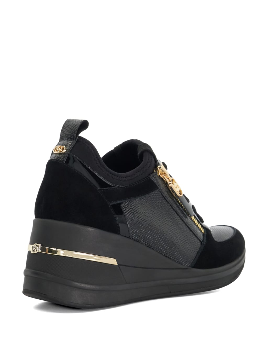 Leather Lace Up Suede Panel Wedge Trainers 4 of 4