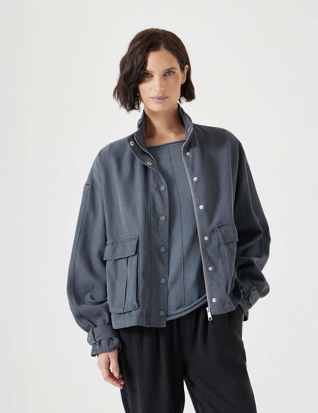 Cotton Blend Relaxed Utility Jacket 1 of 6