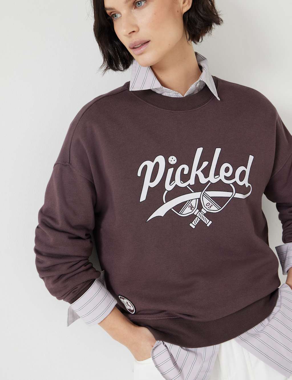 Pure Cotton Crew Neck Slogan Sweatshirt 4 of 6