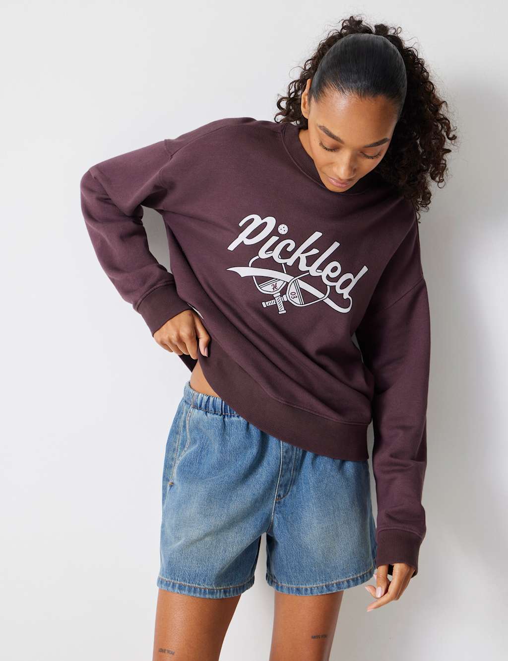 Pure Cotton Crew Neck Slogan Sweatshirt 6 of 6