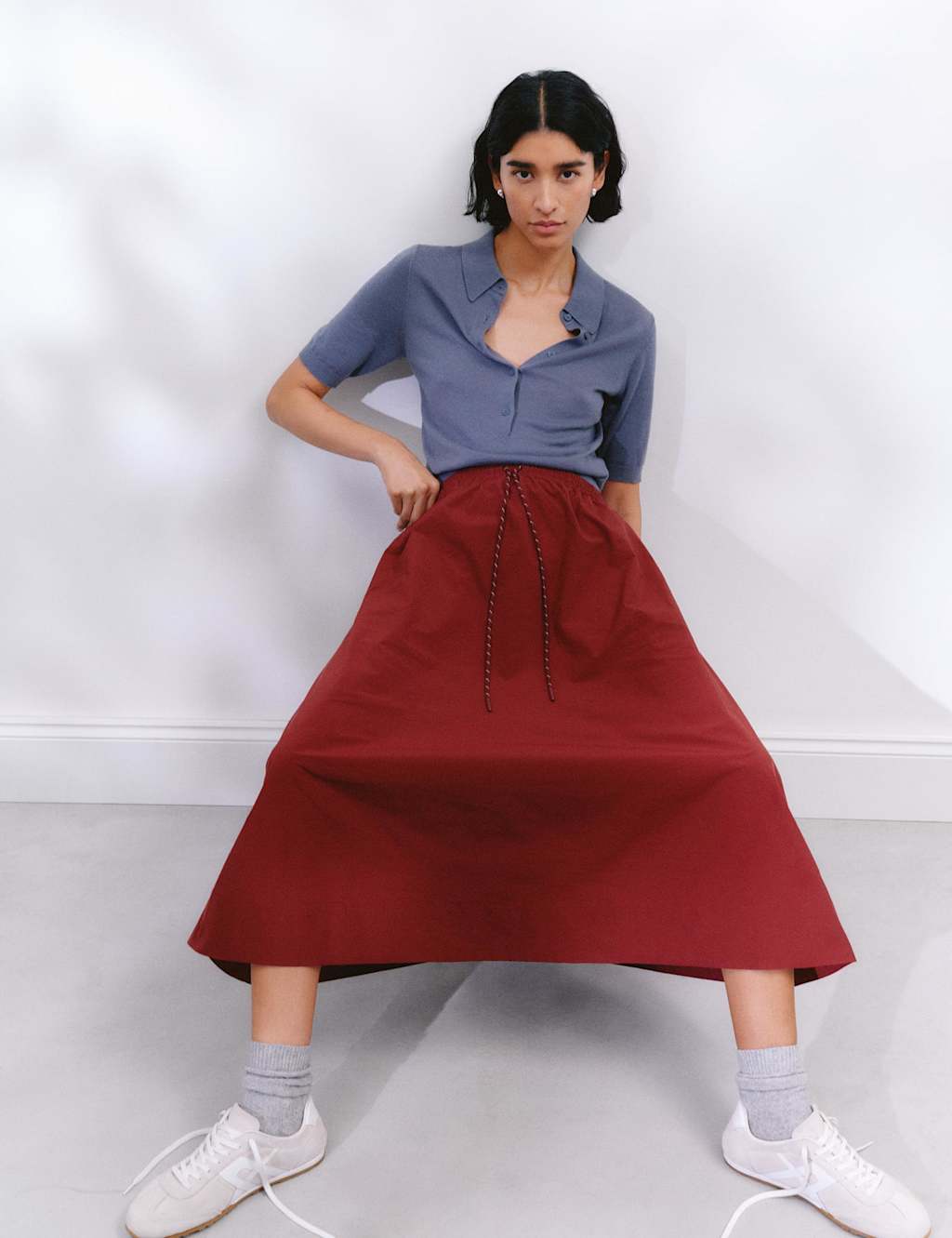 Pull On Drawstring Midi Skirt 1 of 4