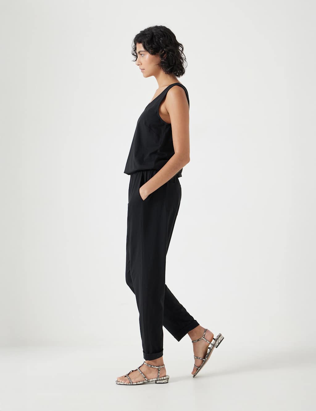 Cotton Blend Jersey Cropped Jumpsuit 3 of 6