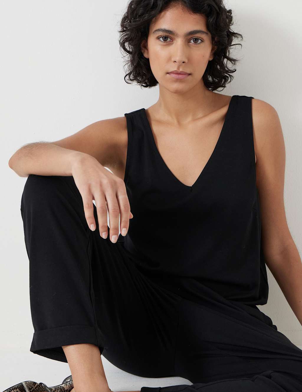 Cotton Blend Jersey Cropped Jumpsuit 4 of 6