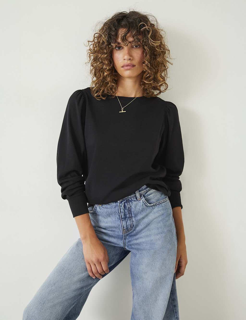 Jersey Puff Sleeve Sweatshirt 1 of 5