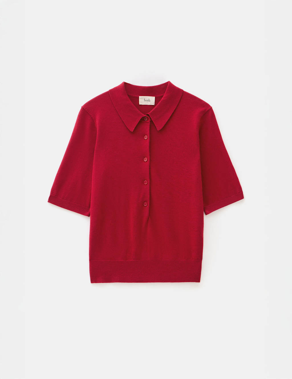 Wool Blend Textured Polo Neck Knitted Top 2 of 5