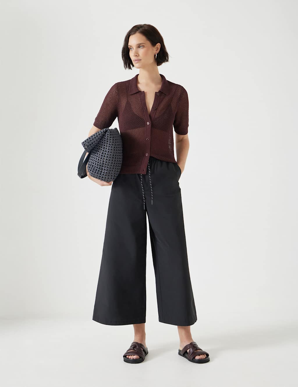 Cotton Rich Textured Collared Knitted Top 3 of 5