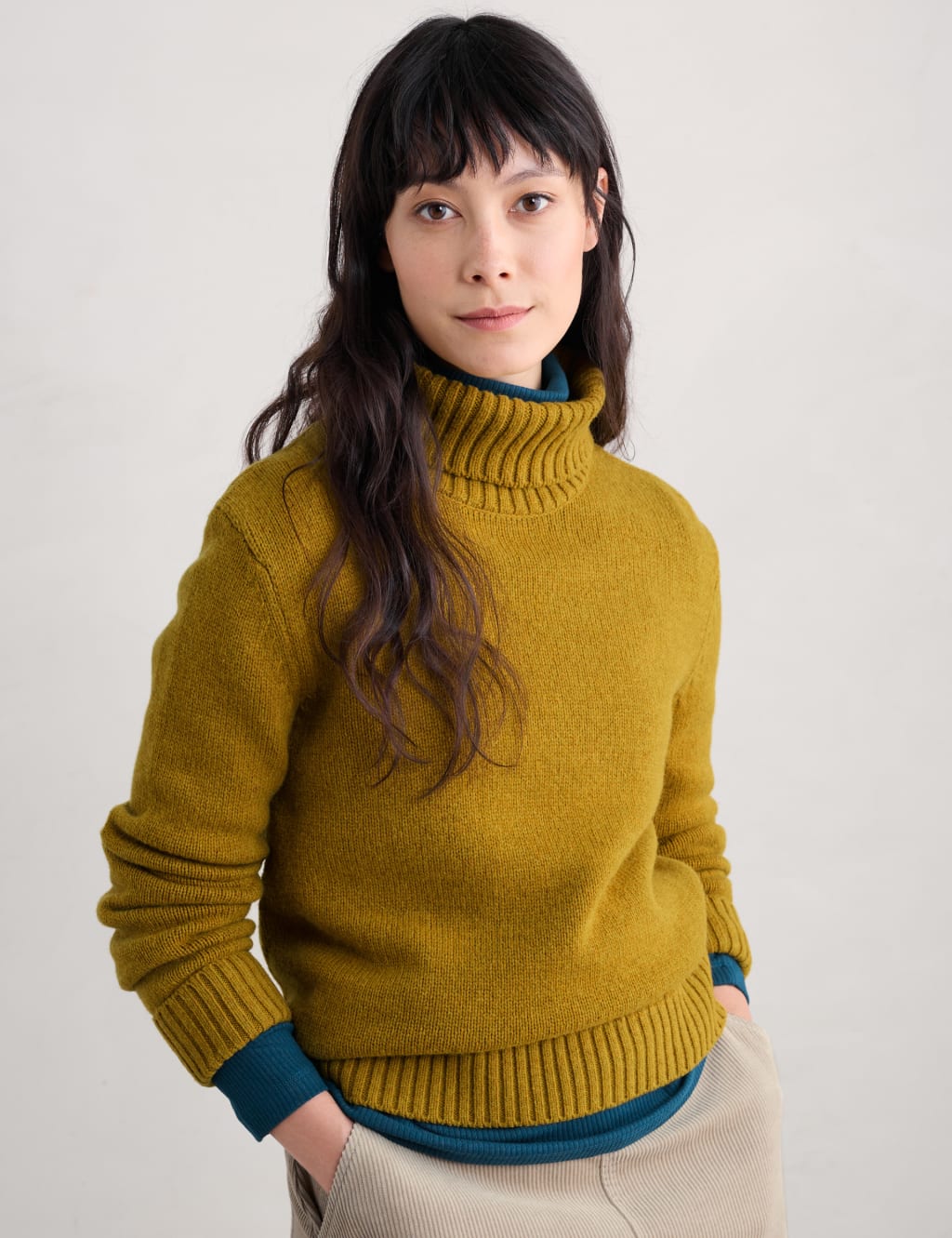Yellow roll neck jumper cheap