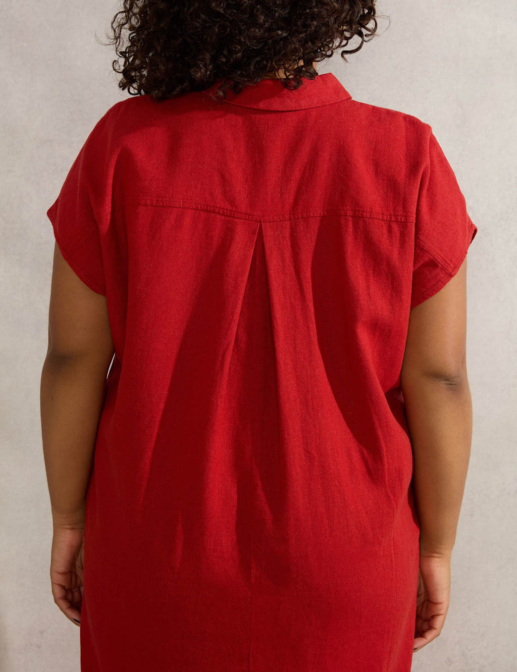 Linen Blend Midi Shirt Dress 4 of 5