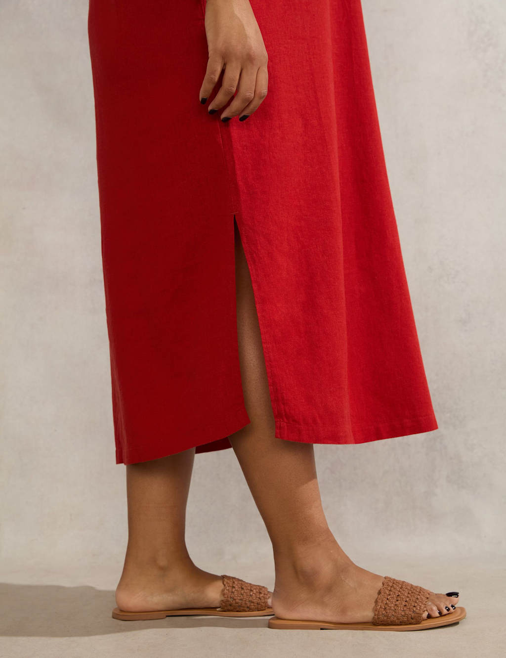 Linen Blend Midi Shirt Dress 5 of 5