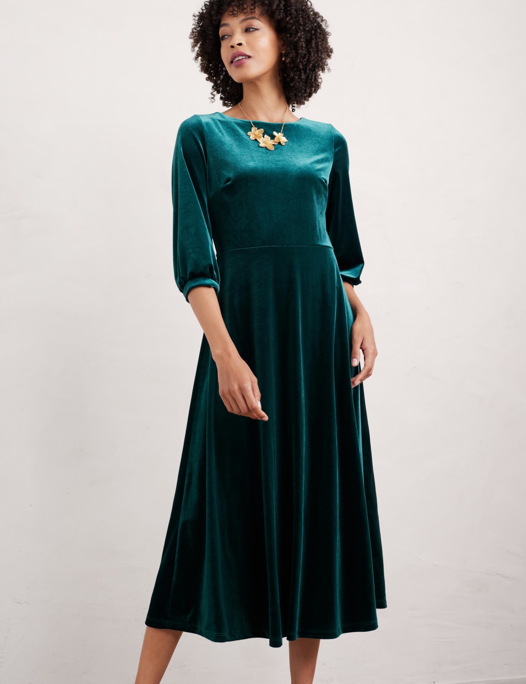 Velvet Round Neck Midi Skater Dress 4 of 5