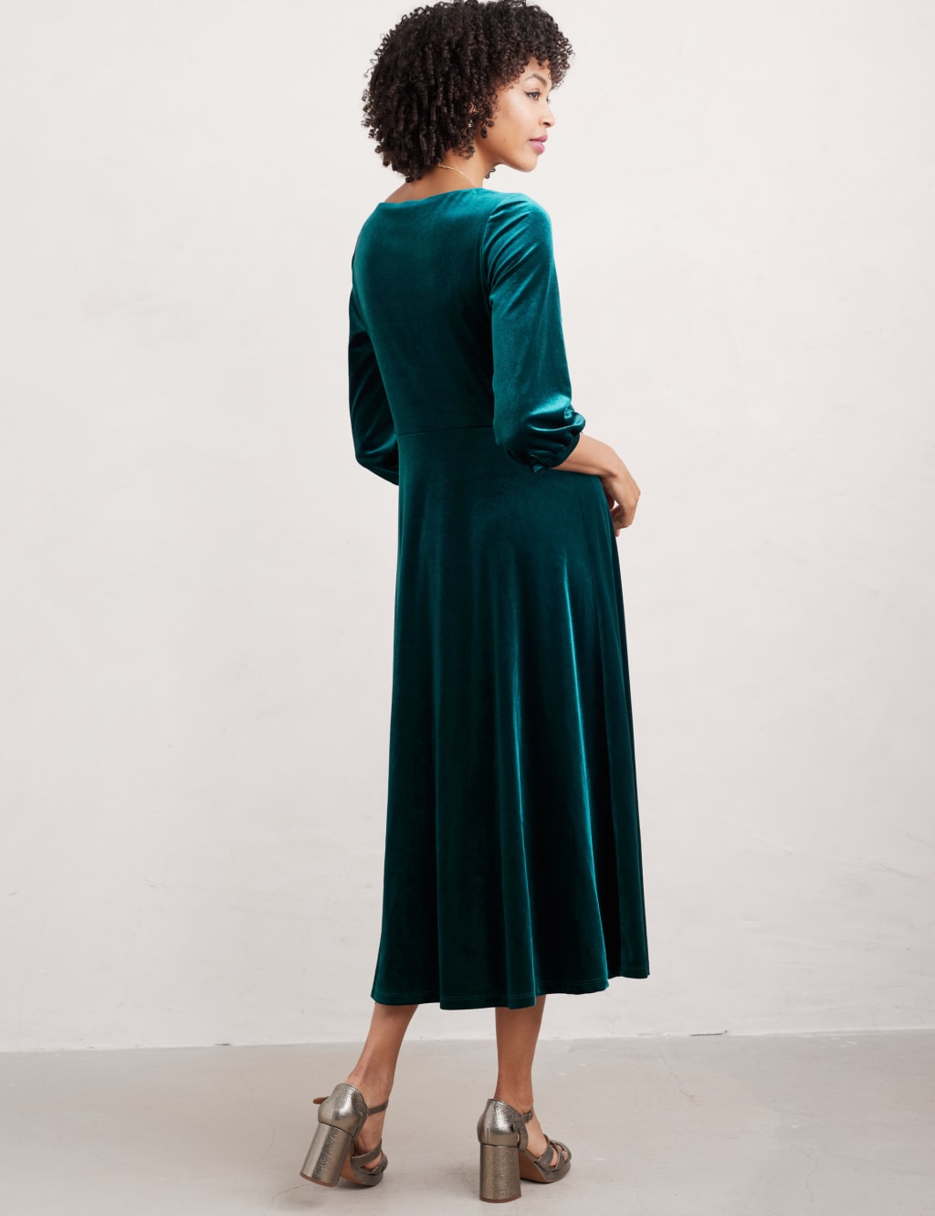 Velvet Round Neck Midi Skater Dress 5 of 5