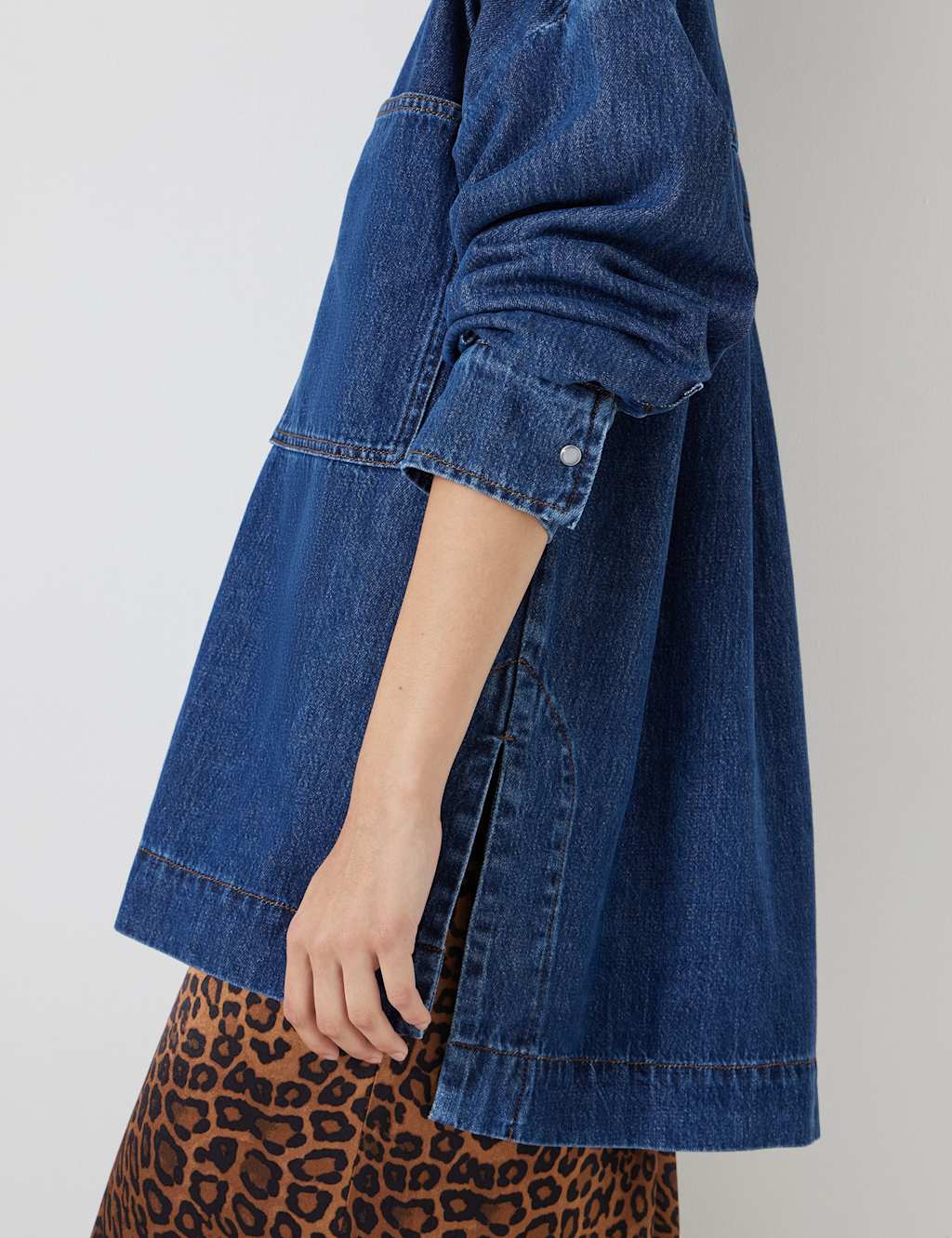 Denim Oversized Pullover Shirt 4 of 5