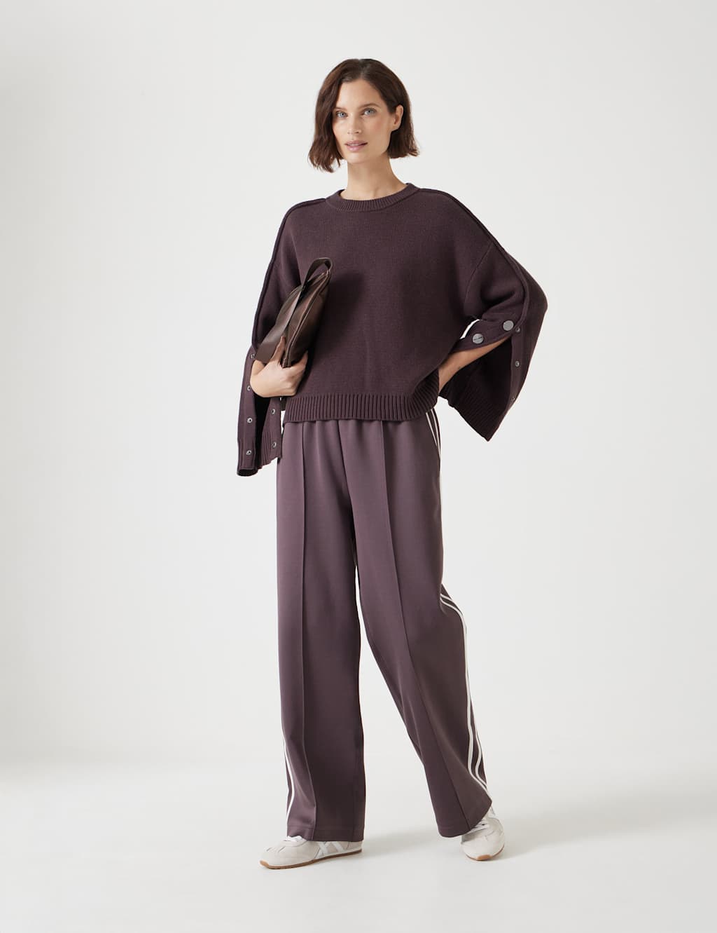 Cotton Rich Crew Neck Popper Sleeve Jumper 5 of 6