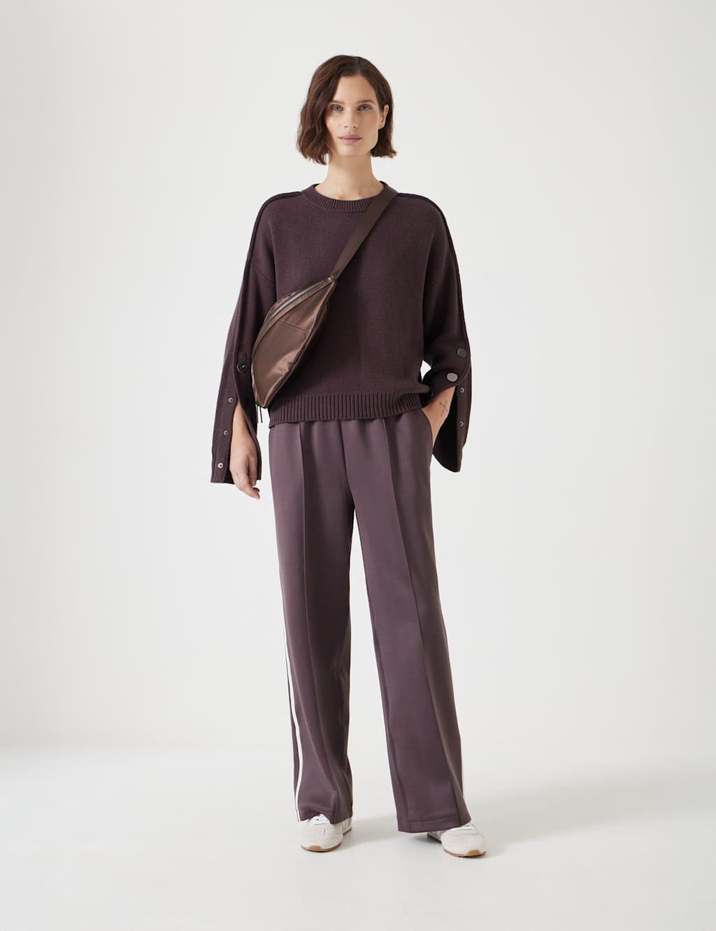 Cotton Rich Crew Neck Popper Sleeve Jumper 6 of 6