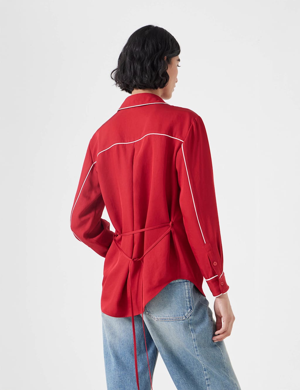 Satin Relaxed Piping Detail Shirt 3 of 5