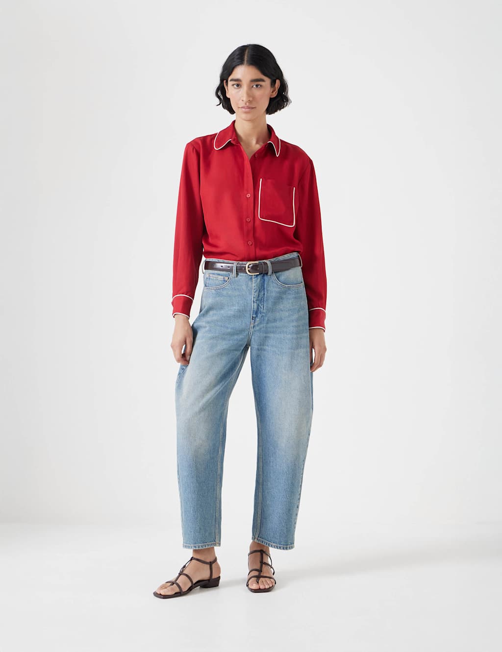 Satin Relaxed Piping Detail Shirt 4 of 5