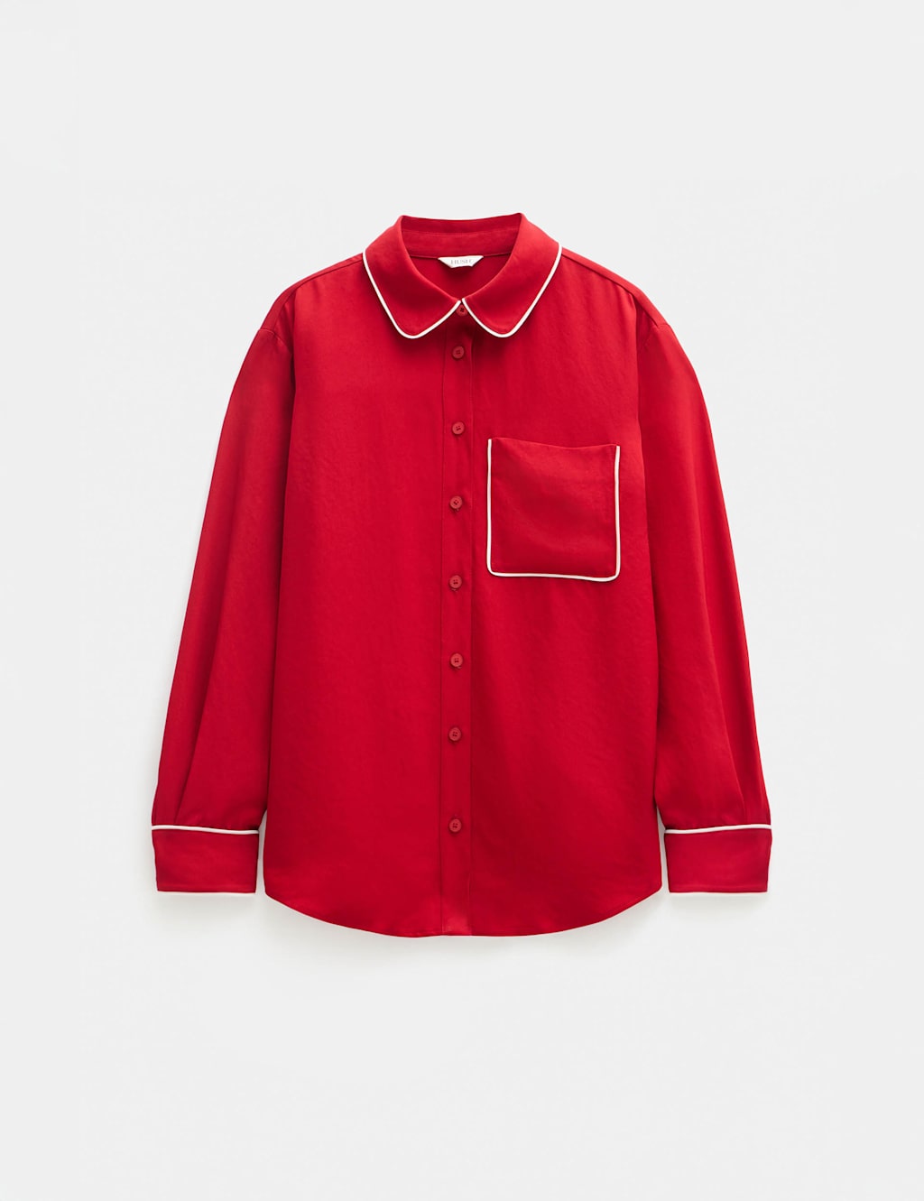 Satin Relaxed Piping Detail Shirt 2 of 5