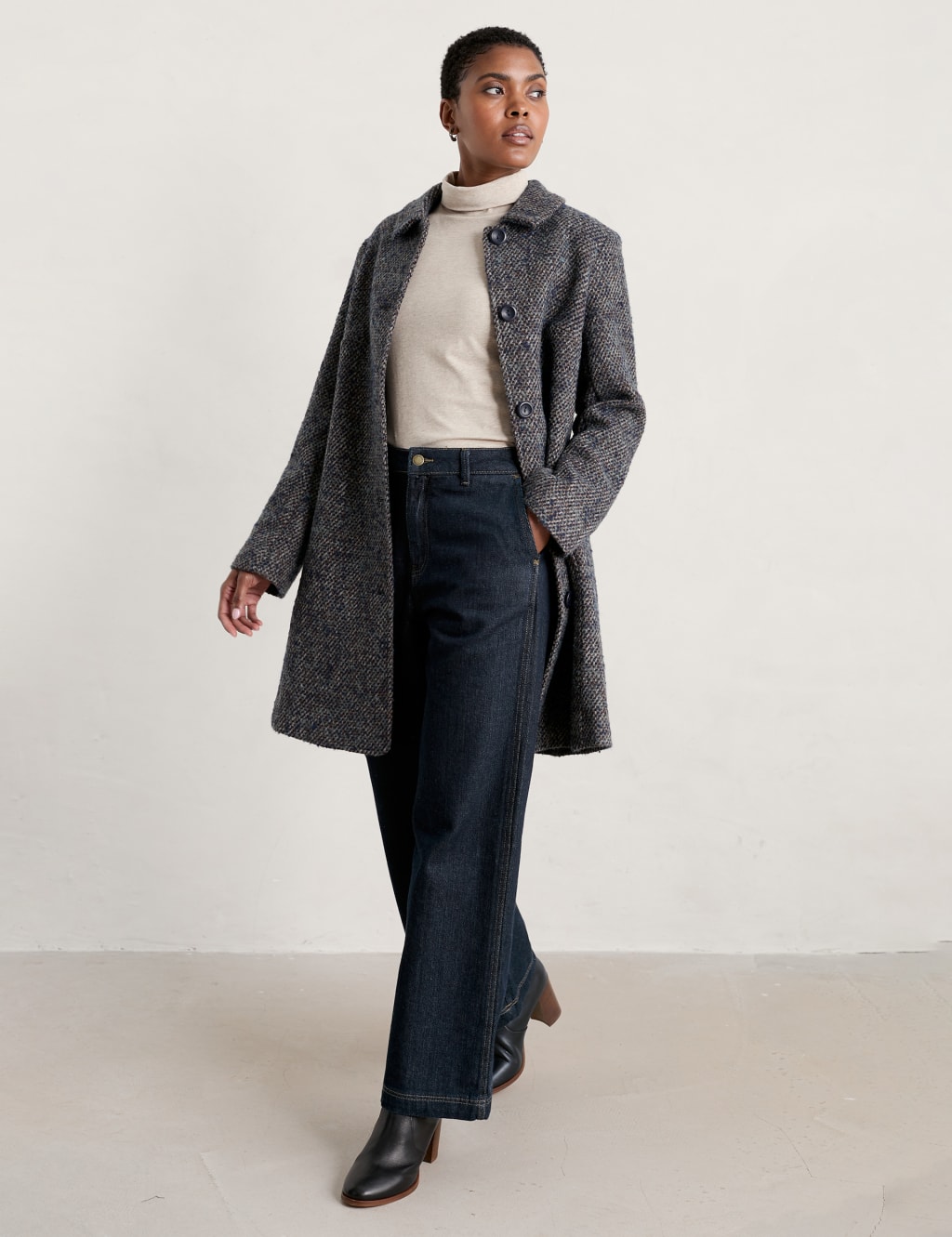 Wool Blend Textured Collared Coat Seasalt Cornwall M S