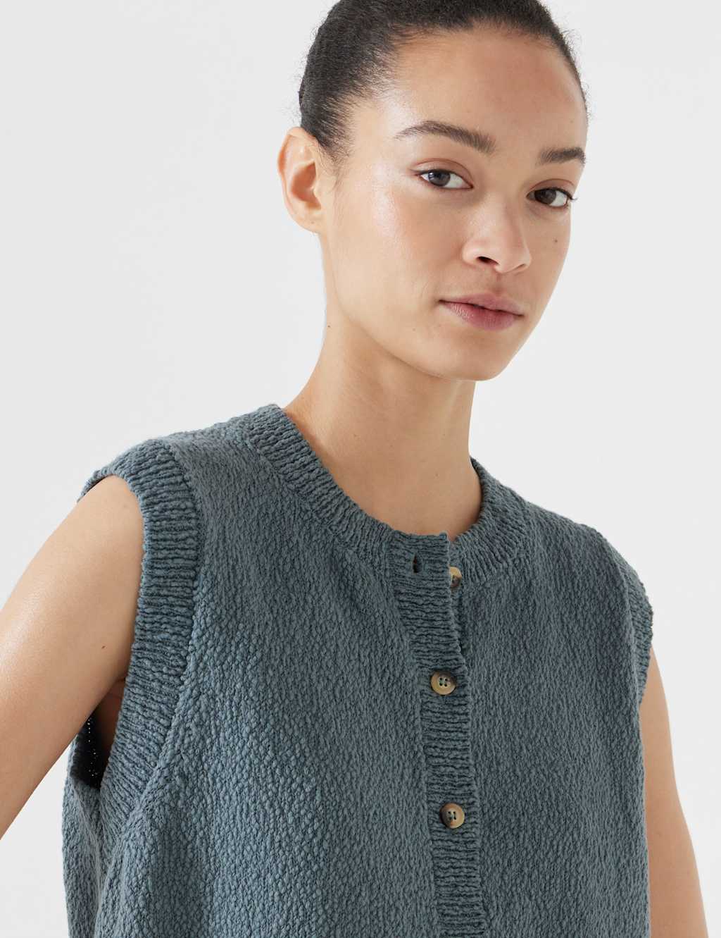 Pure Cotton Button Through Knitted Vest 3 of 5
