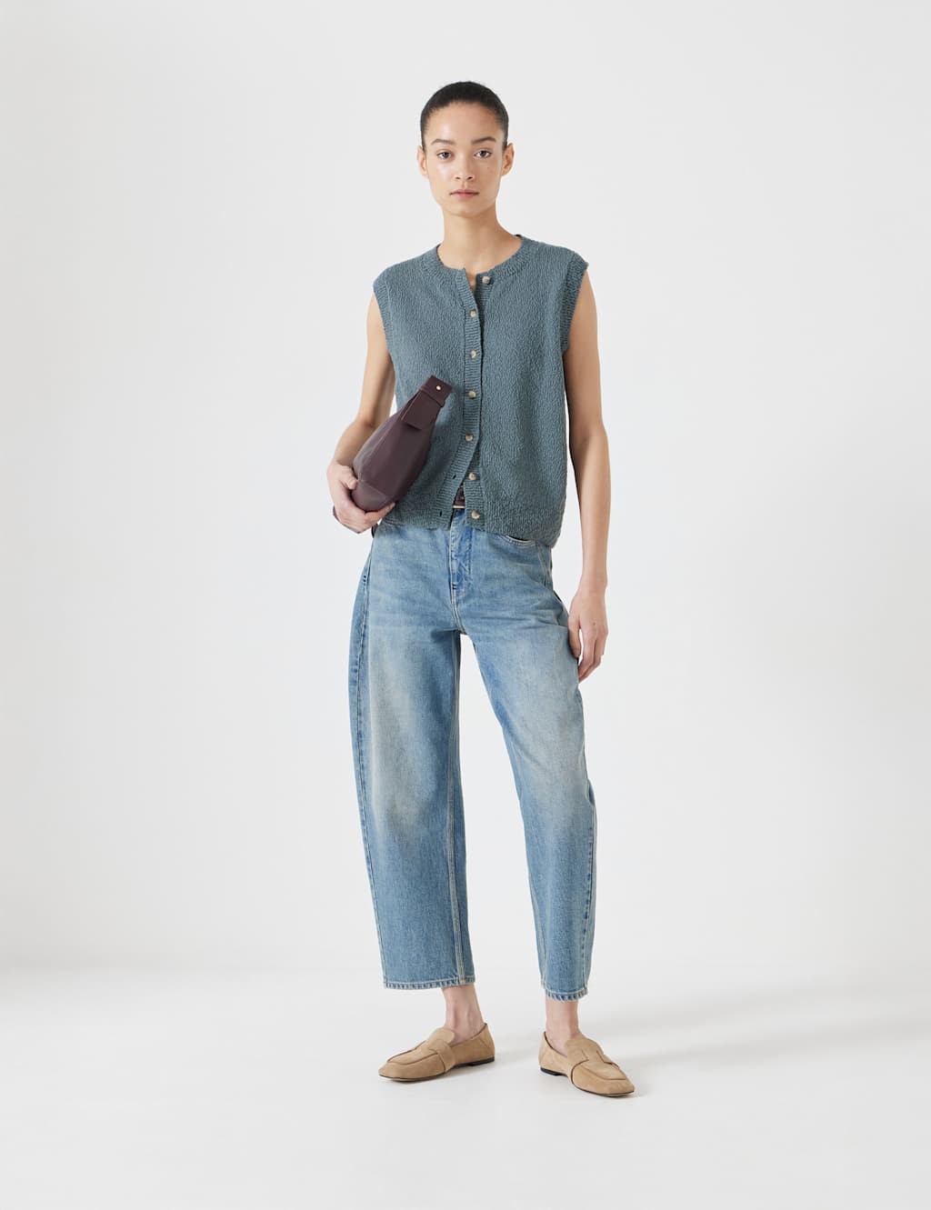 Pure Cotton Button Through Knitted Vest 4 of 5