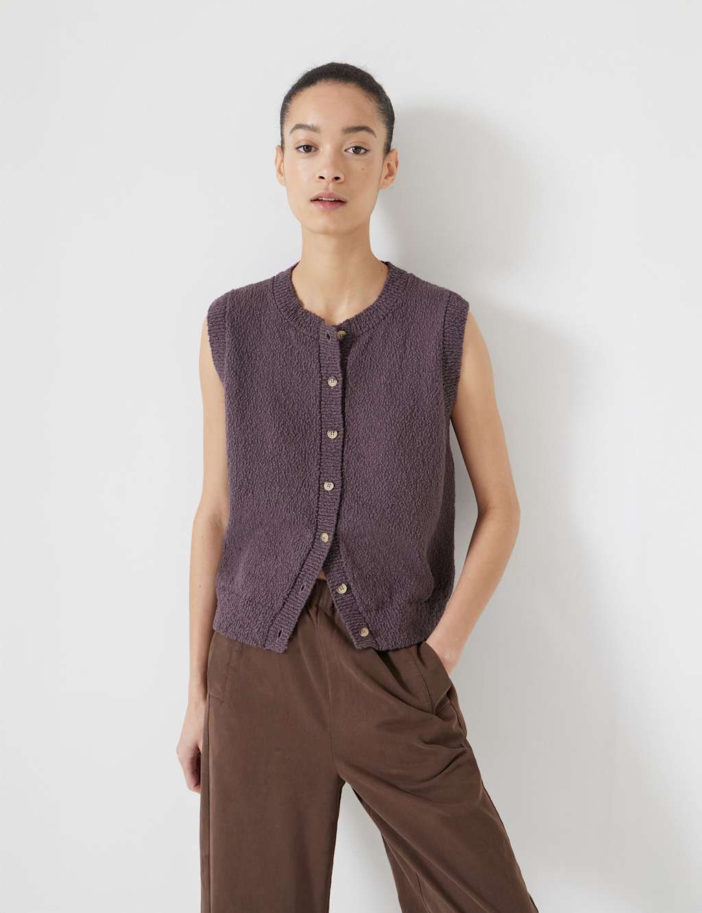 Pure Cotton Button Through Knitted Vest 1 of 5