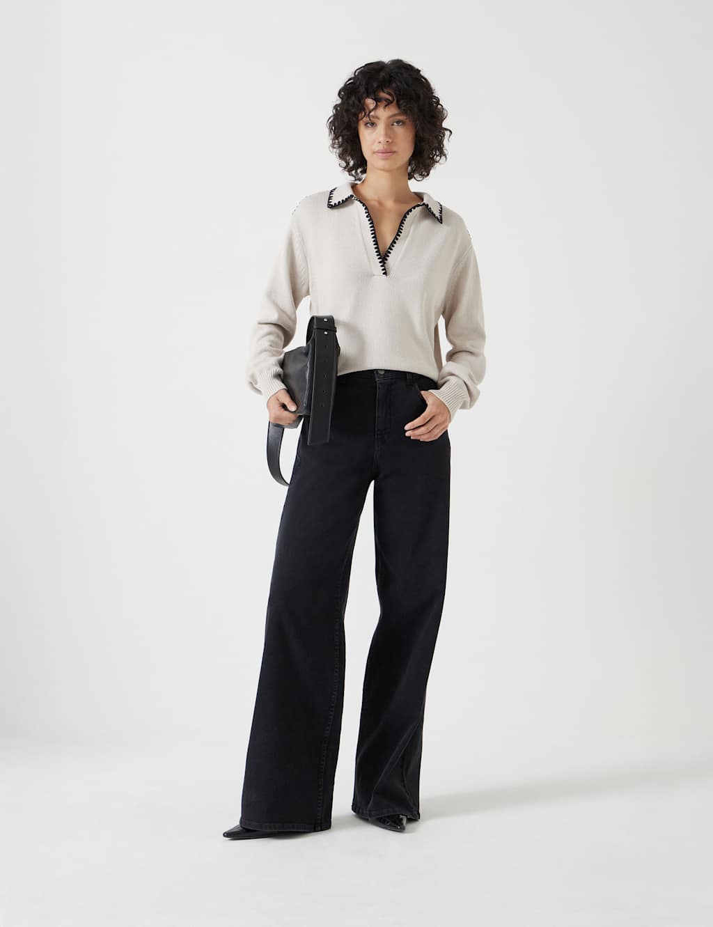 Pure Cotton Textured Collared Jumper 3 of 5