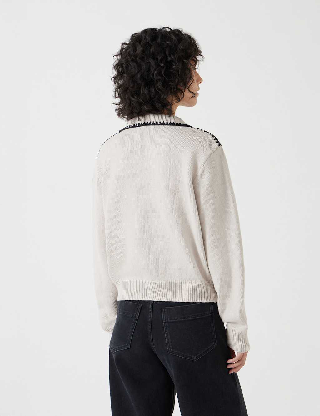Pure Cotton Textured Collared Jumper 4 of 5