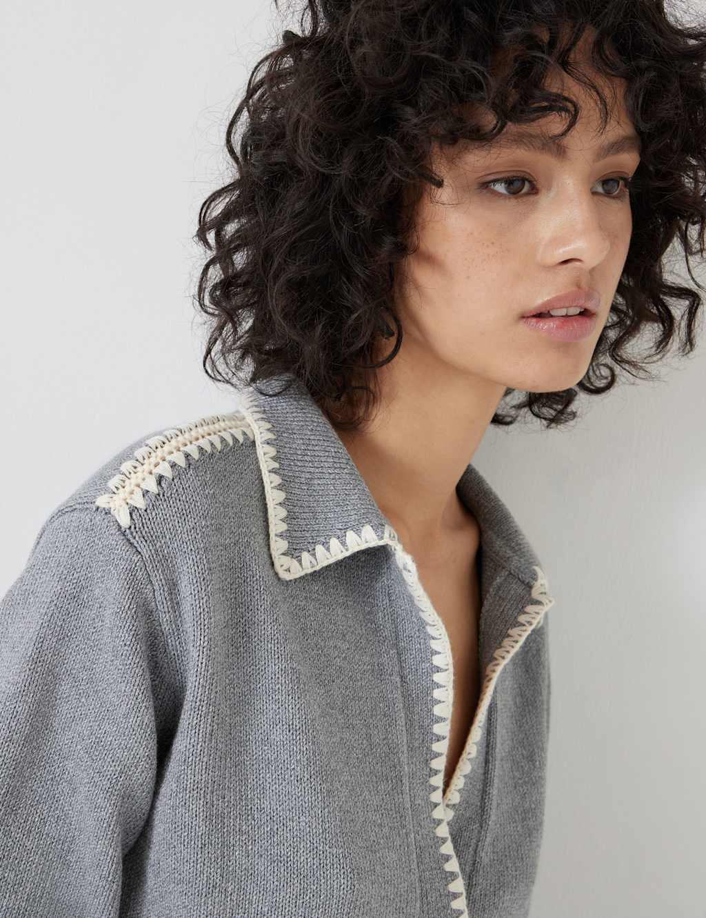 Pure Cotton Textured Collared Jumper 5 of 5