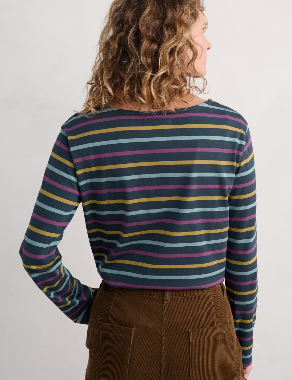 Pure Cotton Striped Slash Neck Top 3 of 4