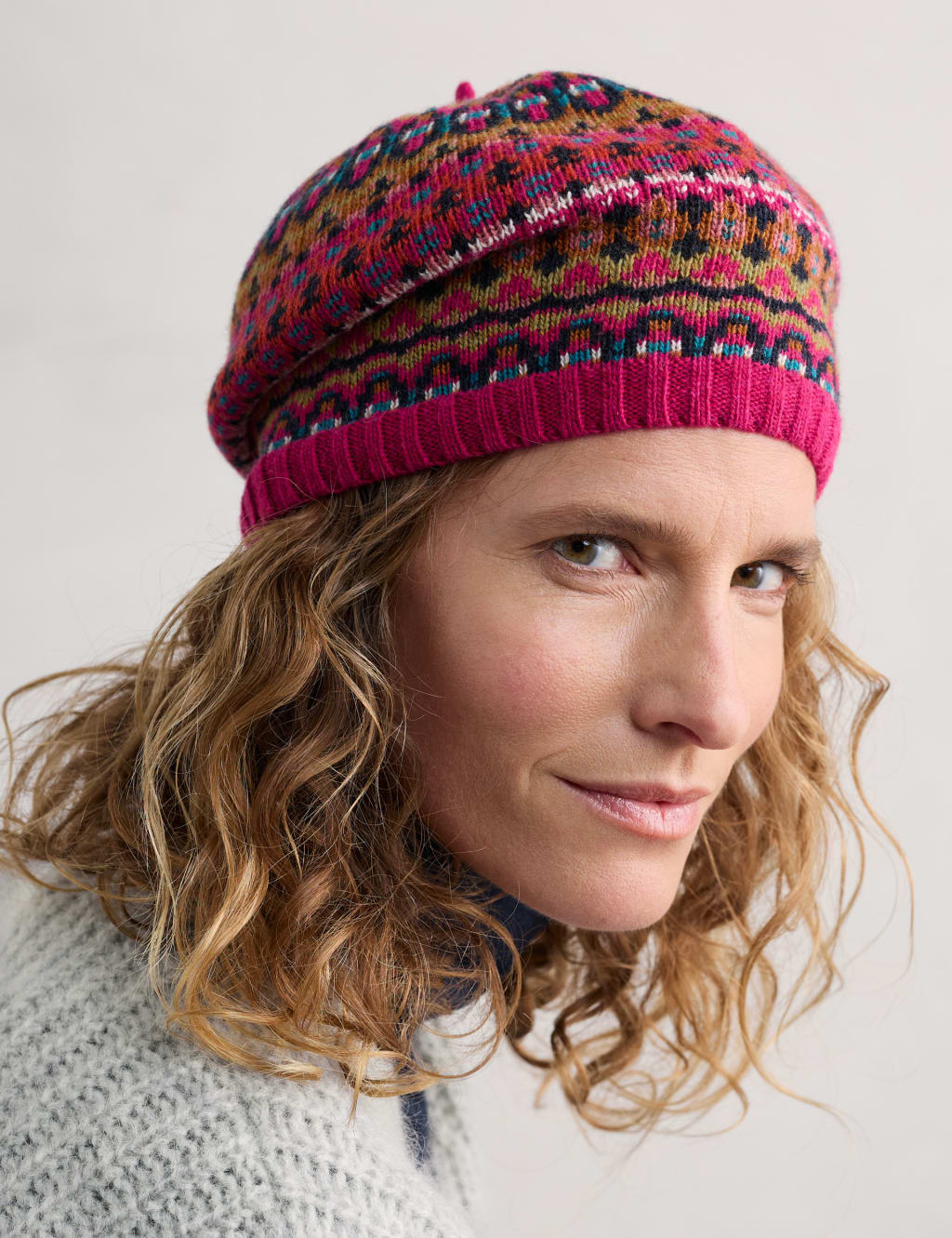 Cotton Blend Knitted Beret with Merino Wool 3 of 3