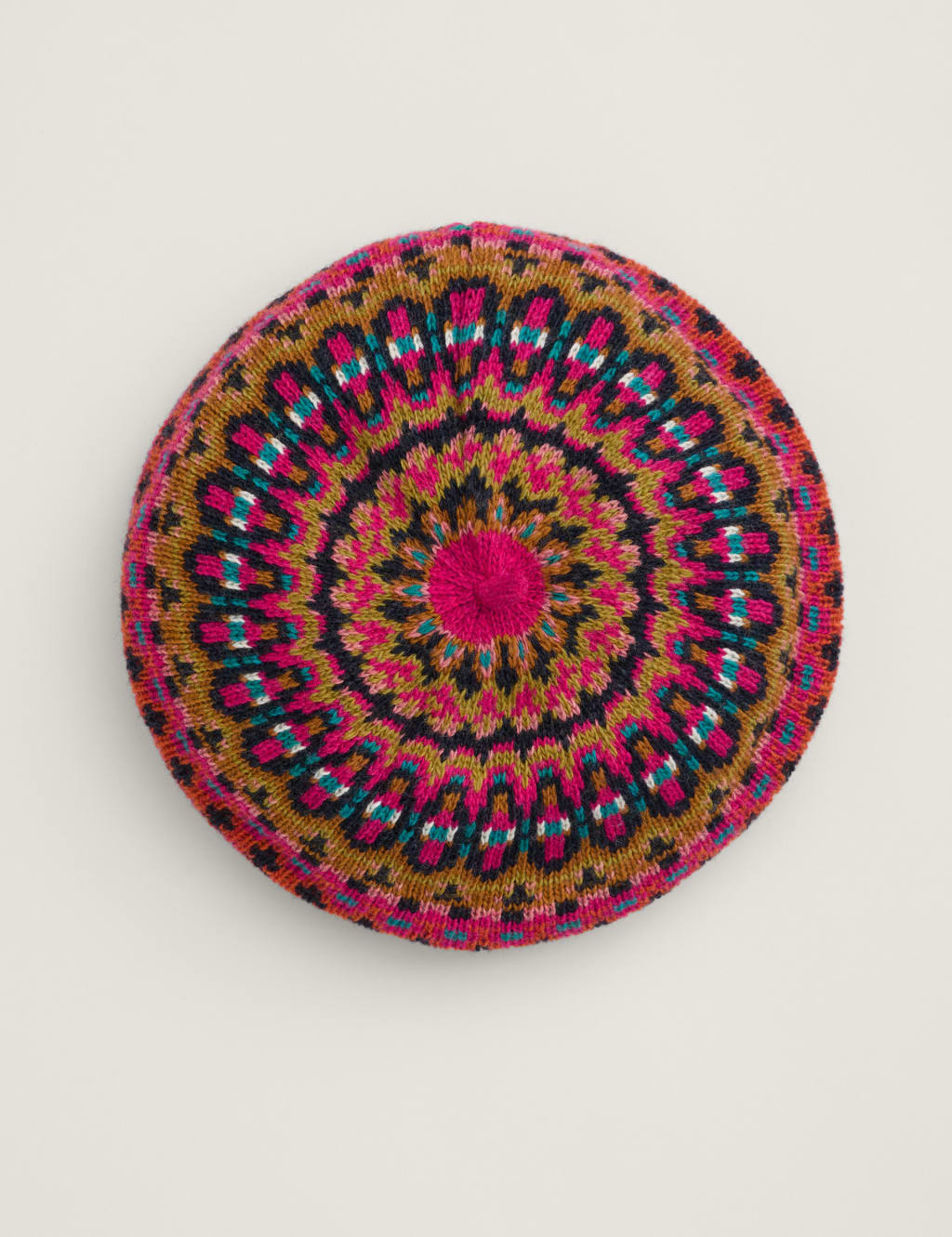 Cotton Blend Knitted Beret with Merino Wool 2 of 3