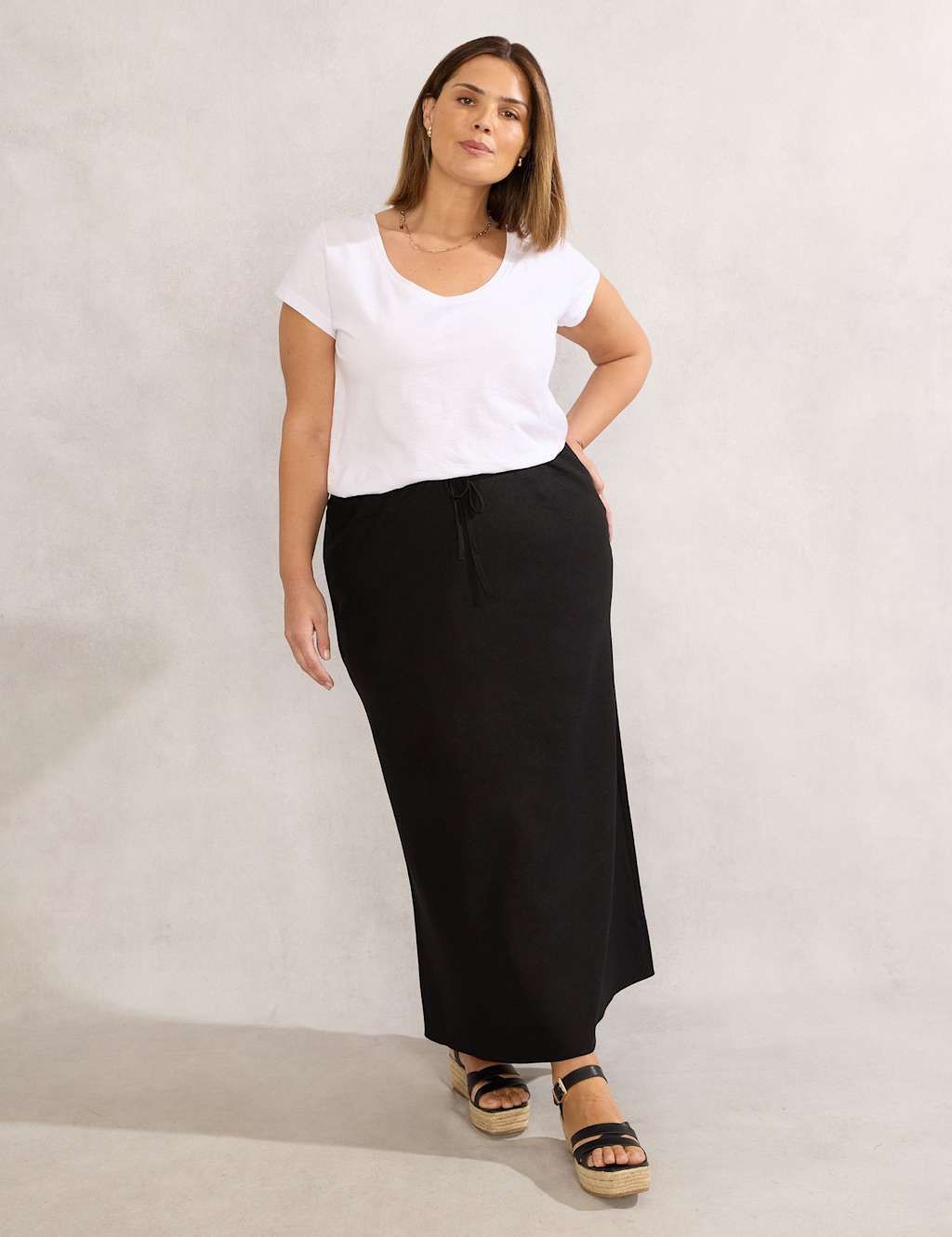 Linen Blend Maxi Slip Skirt 1 of 3