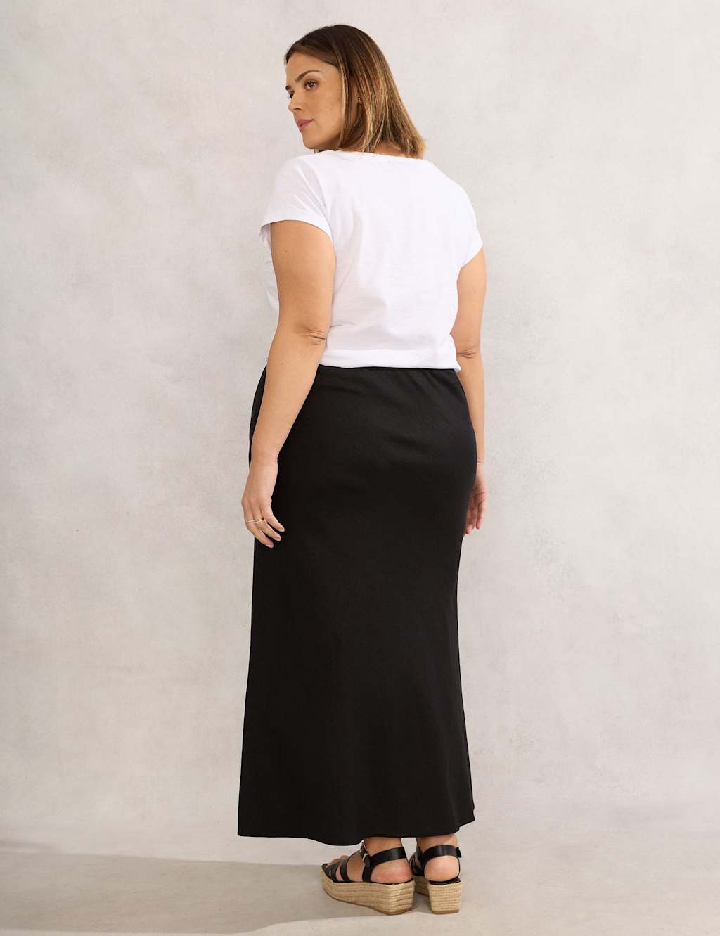 Linen Blend Maxi Slip Skirt 2 of 3