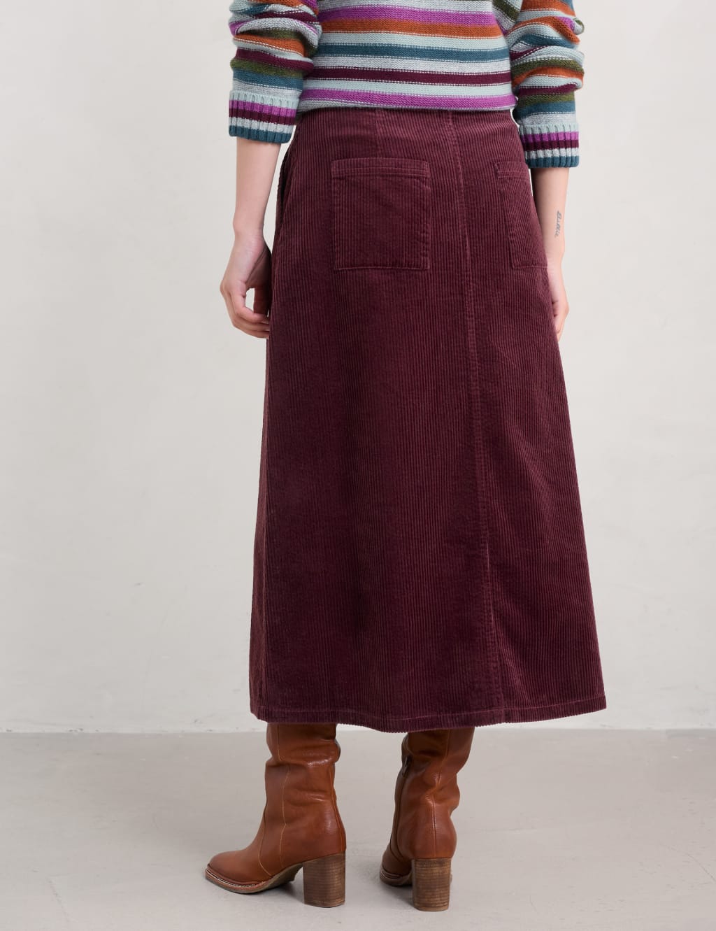 Pure Cotton Cord Midi A-Line Skirt 3 of 4