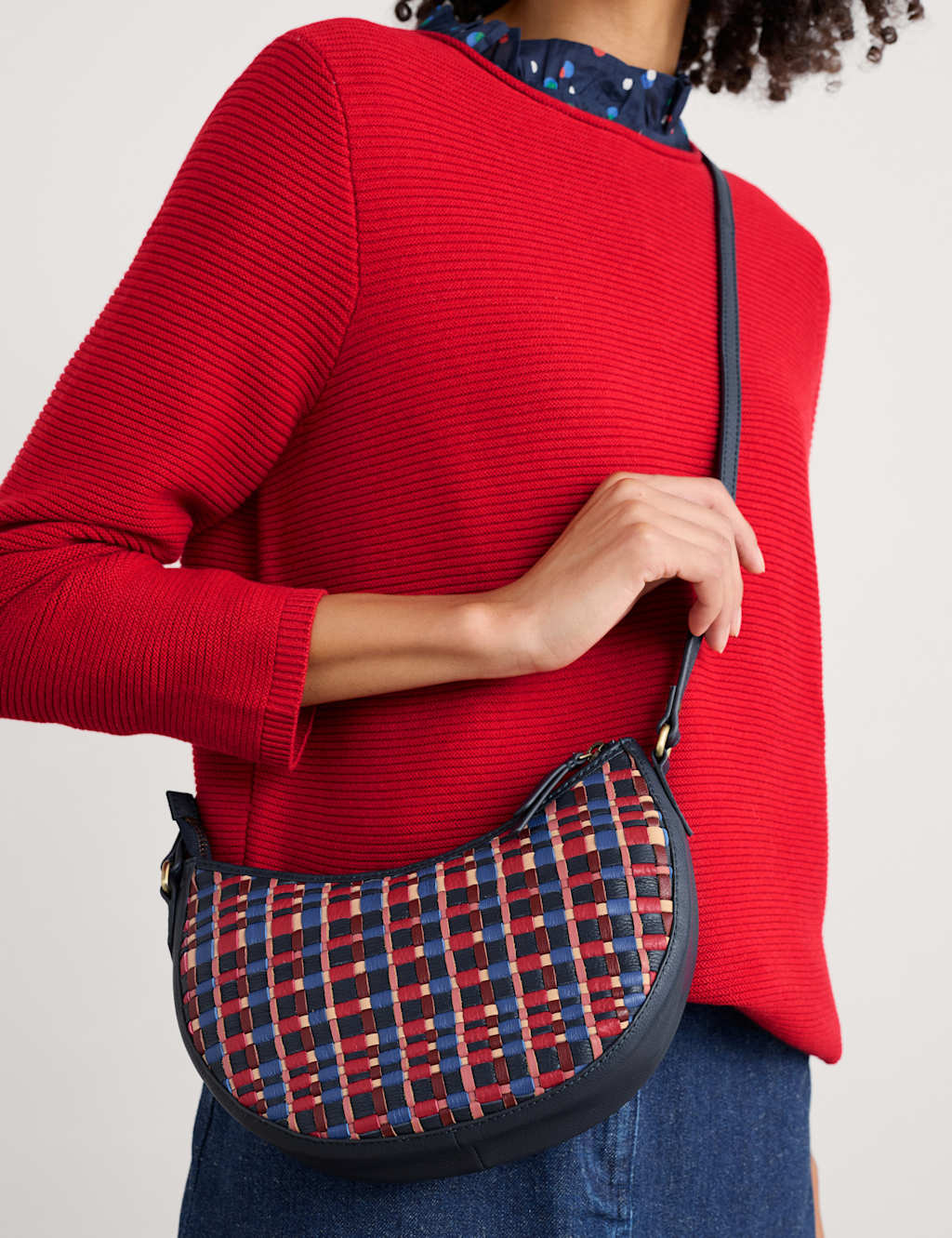 Leather Checked Cross Body Bag 3 of 6