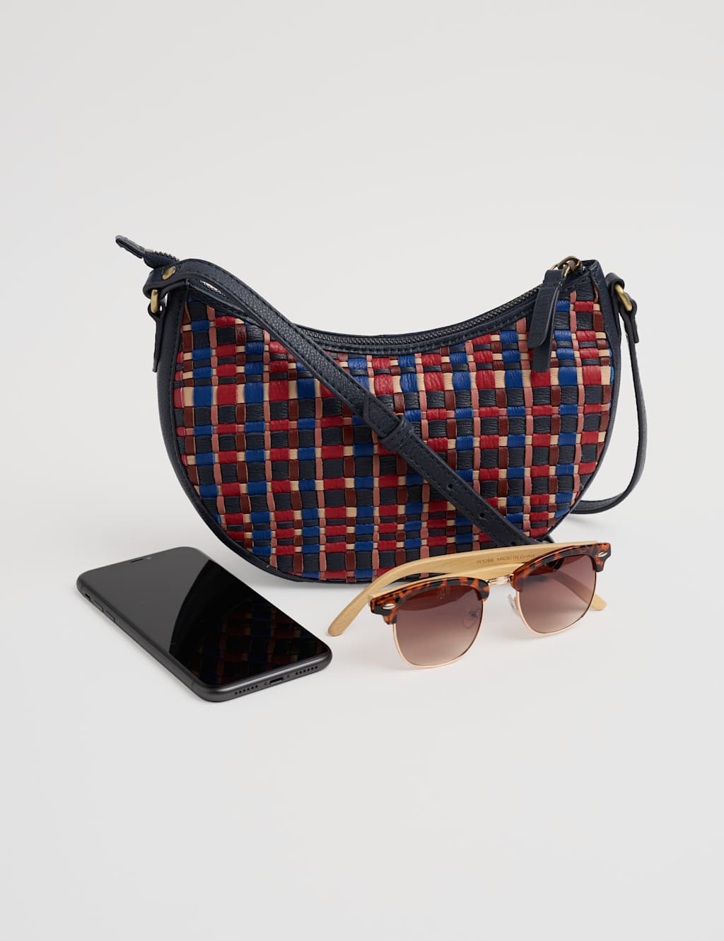 Leather Checked Cross Body Bag 4 of 6