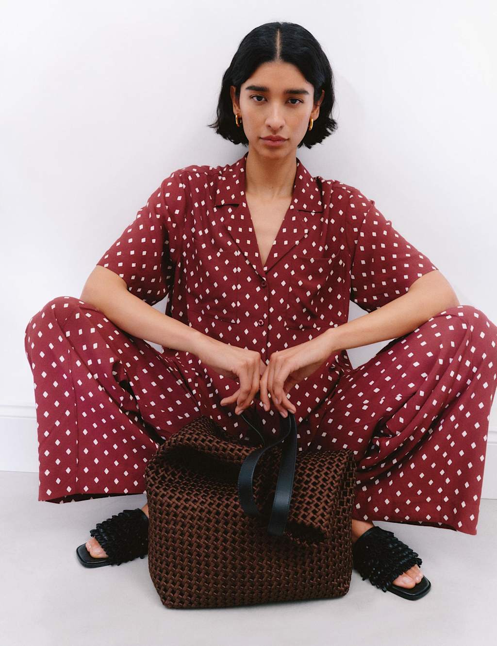 Geometric Revere Collar Relaxed Shirt 1 of 5