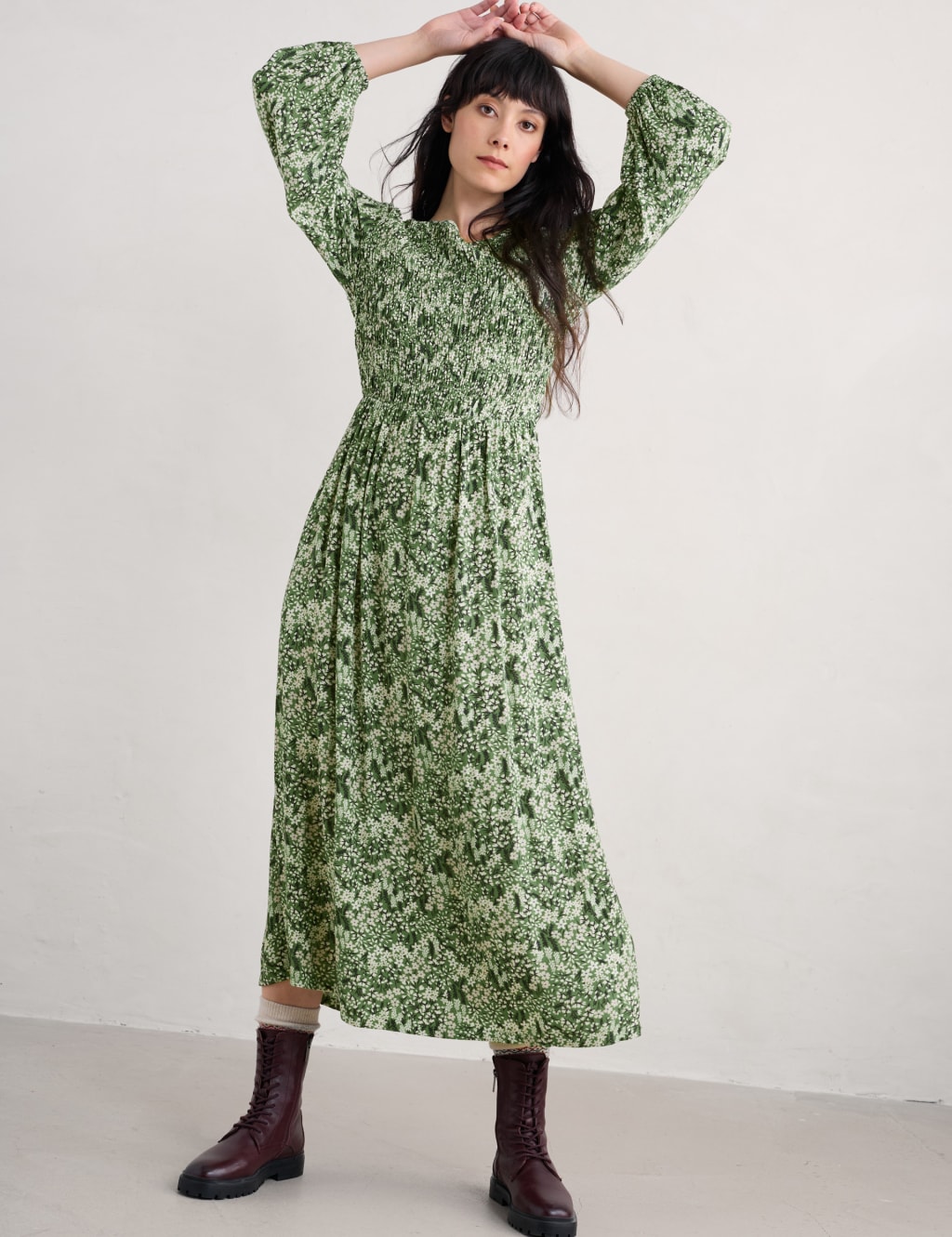 Floral Round Neck Midaxi Waisted Dress | Seasalt Cornwall | M&S