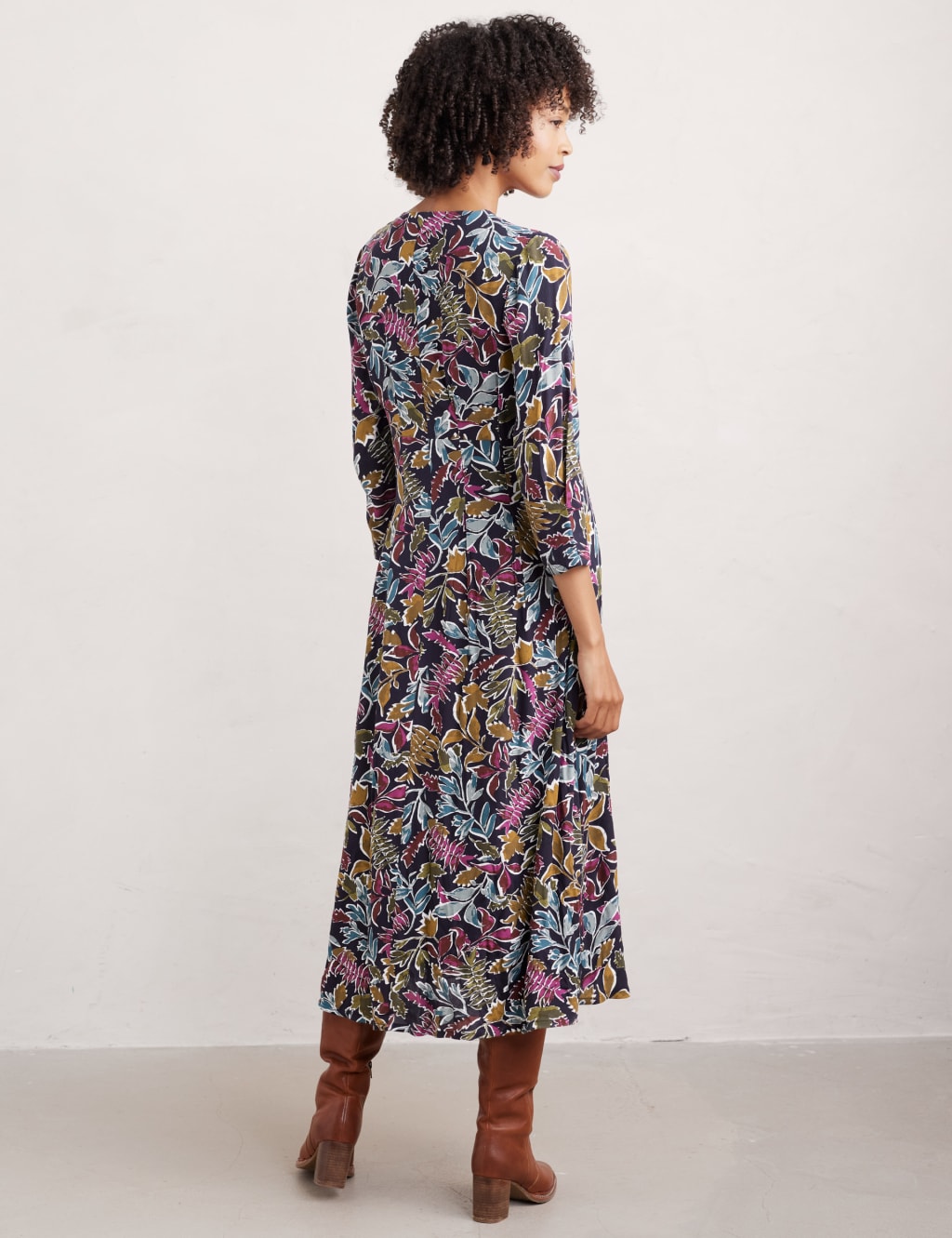 Leaf Print V-Neck Midaxi Waisted Dress | Seasalt Cornwall | M&S
