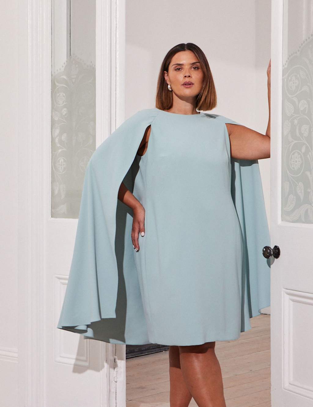Cape Detail Knee Length Shift Dress 2 of 4