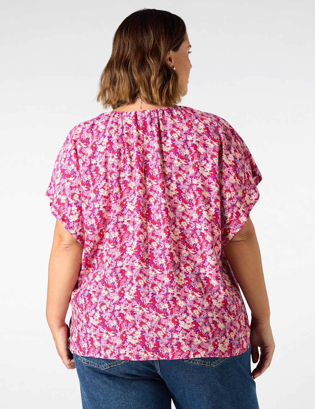 Floral Round Neck Button Detail Blouse 3 of 3