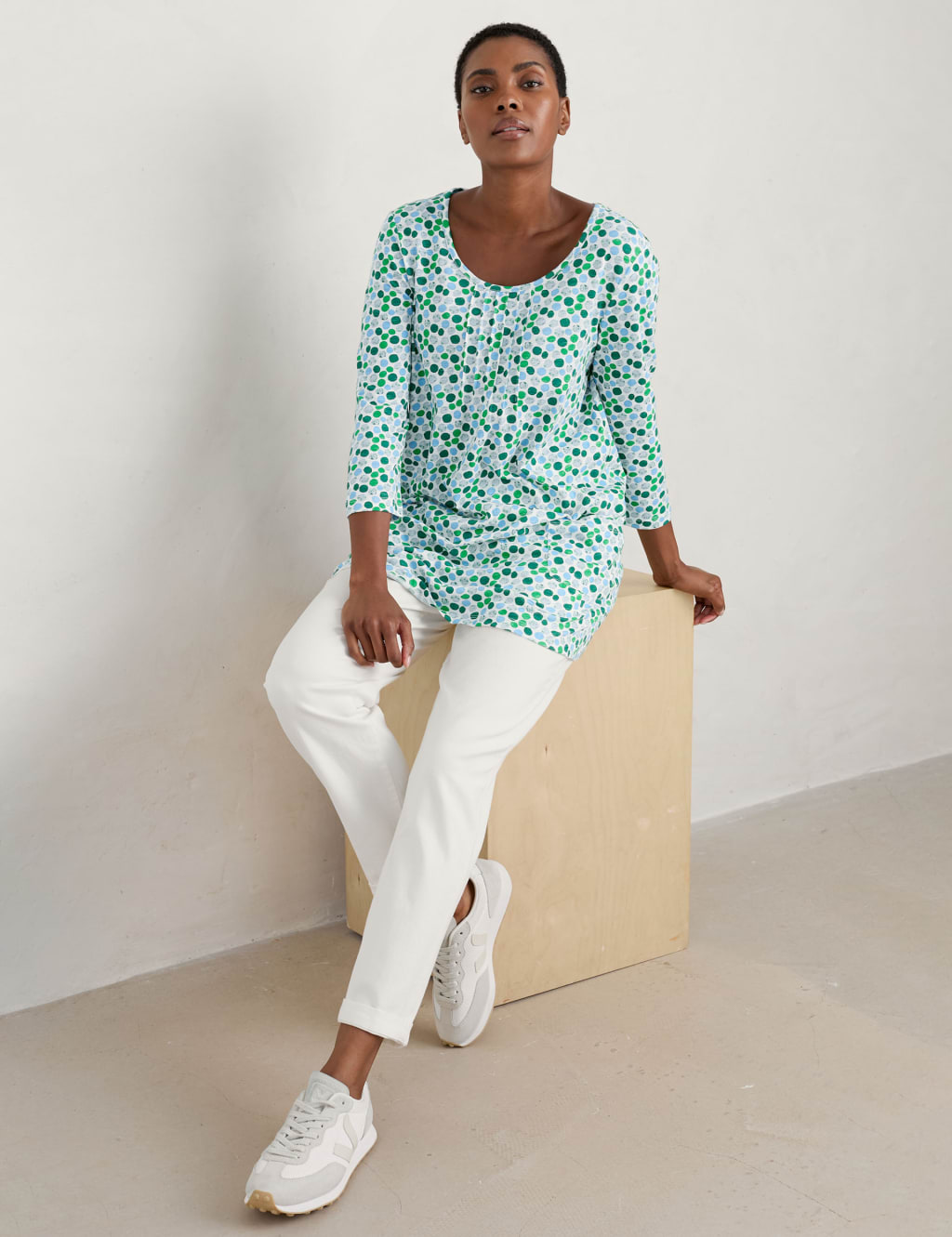 Cotton Printed Scoop Neck Tunic 1 of 5