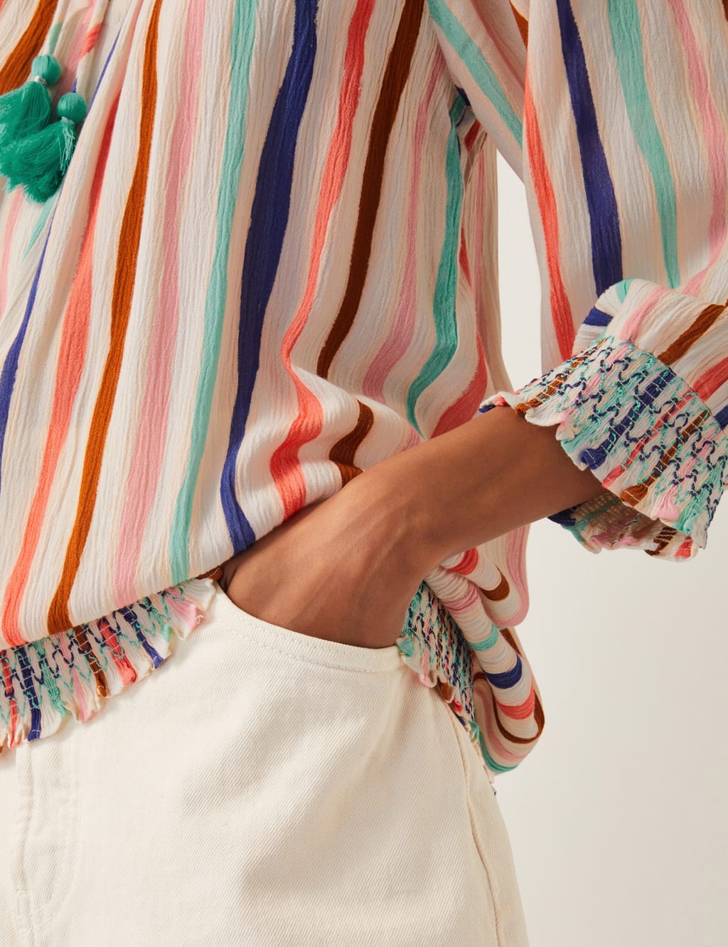 Striped Tie Neck Top 3 of 4